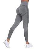 NORMOV Seamless Workout Butt Lifting Leggings - Booty Scrunch Gym Leggings for Women(AB Grey,M)