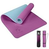 Yoga Mat Non Slip, Eco Friendly Fitness Exercise Mat with Carrying Strap,Pro Yoga Mats for Women,Workout Mats for Home, Pilates and Floor Exercises (Purple/Teal, Thickness-6mm)