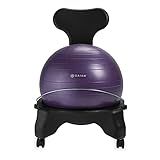 Gaiam Classic Balance Ball Chair – Ergonomic Stability Chair for Desk & Office | Yoga Ball Seat with Base, Air Pump, & Exercise Guide | Improves Posture & Core Strength (300 lb Capacity)