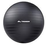 Trideer Extra Thick Yoga Ball Exercise Ball, 5 Sizes Ball Chair, Heavy Duty Swiss Ball for Balance, Stability, Pregnancy, Physical Therapy, Quick Pump Included (Black, XXL (78-85cm))