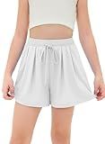 DOKOTOO KIDS Girls Flowy Shorts Outdoor Athletic Running Shorts Kids Butterfly Shorts with Liner Pocket White 6-7 Years