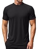 MAGCOMSEN Mens Swim Shirts Rash Guard Short Sleeve UPF 50+ UV Sun Shirt Lightweight Quick Dry Fishing Shirts Black,XXL
