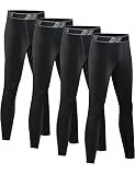 HOPLYNN 4 Pack Youth,Big kid, Boy ??s Compression Pants Leggings Tights Quick Dry Athletic Base Layer Under Pants Gear for Kid ??s Football Basketball Sports -4 Black-M