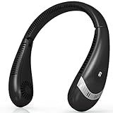 OLV Neck Fan 5000mAh Rechargeable Battery Portable Fan 360° Bladeless Cooling 3 Speeds Powerful Airflow Personal Foldable Neck Fan Gifts for Men Women Home Office,Travel,Sports,Golf,Camping Black