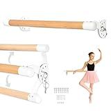 Ilyapa Ballet Barre for Home - 3 Ft Wood Adjustable Wall Mount Ballet Bar Dance Equipment - 32 inch Stud Spaced White Powder Coated Brackets