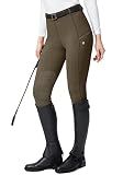 SANTINY Women's Horse Riding Pants with Zipper Pockets Knee-Patch Schooling Tights Equestrian Breeches for Women (Brown_XL)