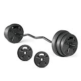 CAP Barbell Threaded Curl Bar Set with 50 LB Cement Grip Weight Plates | EZ Curl Bar with Threaded Collars for Strength Training & Home Gym Workouts