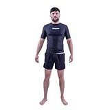 Progress Jiu Jitsu Academy Short Sleeve Sleeve Rashguard | Comfortable and Durable BJJ Rash Guard | Flexible Rash Guard for Grappling | Moisture-Wicking Compression Tops for Men & Women | Black - XXL