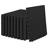 ProsourceFit Weaved Pattern Extra Thick Exercise Puzzle Mat 1-inch, EVA Foam Interlocking Tiles for Protective, Cushioned Flooring for Home and Gym Equipment; Black, 72 SQ FT, 18 Tiles