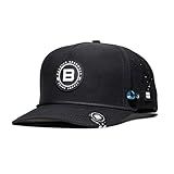 BRIMZ Golf Performance Hat - Breathable Sweat & Water Resistant Golfing Snapback Cap with Tee Holder & Magnetic Ball Marker (Black - B Logo)