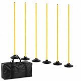 6 Pcs 5FT Adjustable Agility Training Poles, Rubber Bases and Bag