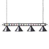 Wellmet 4 Lights Pool Table Light, 70inch Billiard Lighting Fixture with Lamp Shades for Pool Billiard Table, Industrial Hanging Pendant Light Chandelier for Game Room, Kitchen, Dining Room