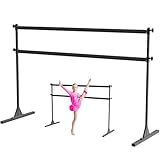 6FT Height Adjustable Freestanding Double Ballet Barre with Fabric Sleeve Portable Ballet Bar 350 lbs Capacity Heavy Duty Dance Barre for Home Workout, Stretch, Fitness
