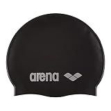 Arena Classic Unisex Soft Silicone Swim Cap for Women and Men, Intensive Training and Racing Comfortable Non-Slip Long Hair Swimming Hat, Black/Silver