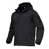 MAGCOMSEN Men's Jacket Tactical Performance Waterproof Softshell Jackets Fleece Lined Ski Snow Winter Windbreaker Black XL