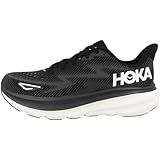 Hoka Men's Clifton 9 Sneaker, Black/White, 8