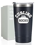 Onebttl Curling Gifts for Curling Player, Funny Gift Idea for Birthday,Christmas, 20oz Stainless Steel Insulated Tumbler Travel Mug, Black, US-CURLGIFT-01-ROCK