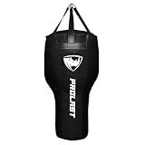 PROLAST Heavy Angle Punching Bag for Adults, Hook and Uppercut, Boxing, MMA, Martial Arts, Muay Thai, Unfilled, 65 lbs, Vertical Rhino Logo, Black