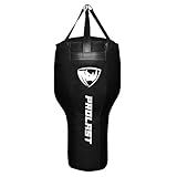 PROLAST Heavy Angle Punching Bag for Adults, Hook and Uppercut, Boxing, MMA, Martial Arts, Muay Thai, Unfilled, 65 lbs, Rhino Logo, Black