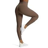 Aoxjox High Waisted Workout Leggings for Women Tummy Control Buttery Soft Yoga Metamorph Deep V Pants 26" (Fudge Coffee, Small)