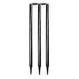 Bratla Cricket wickets with bails - Cricket Stumps Made of Wood, Set of 3 Stumps for Cricket with 2 bails, T20 Cricket Wicket, Cricket Stumps (Black)