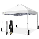 CROWN SHADES 10x10 Pop Up Canopy Tent with One Push Setup, Grid White