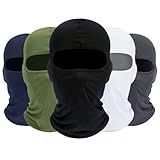 ROXUN Balaclava Ski Mask, 5 Pack Neck Gaiter Motorcycle Summer Cooling Windproof Scarf for Men/Women Black+White+Navy Blue+Army Green+Dark Gray