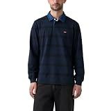 LEVI'S Men's Classic Long Sleeve Rugby Shirt, (New) Ennis Stripe Nightfall Navy Jersey, Medium