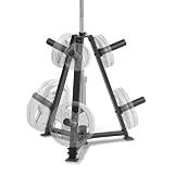 Marcy 6-Peg Olympic Weight Plate Tree and Vertical bar Holder Storage Rack Organizer for Home Gym PT-5757 , Black