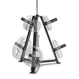 Marcy 6-Peg Olympic Weight Plate Tree and Vertical bar Holder Storage Rack Organizer for Home Gym PT-5757 , Black