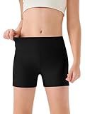 Haloumoning Girls Athletic Shorts Kids High Waisted Yoga Dance Biker Shorts Comfy Gymnastics Shorts 5-14Y Black