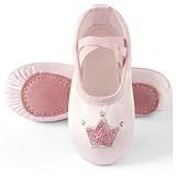 TRIPLE DEER Ballet Shoes for Girls, Satin Dance Practice Slippers Split Soft Leather Flat Sole Yoga Gymnastics Shoes (Toddler/Little/Big Kid)