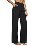G4Free Wide Leg Pants Woman Yoga Pants with Pockets Loose Casual Palazzo Fashion Sweatpants Stretch Dress Work Clothes(Black,M,Regular)