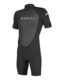 O'Neill Men's Reactor-2 2mm Back Zip Short Sleeve Spring Wetsuit, Black/Black, L