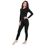 Thermal Underwear for Women Long Johns Set Fleece Lined Winter Cold Weather-Black L