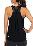 ICTIVE Workout Tops for Women Loose fit Racerback Tank Tops for Women Mesh Backless Muscle Tank Running Tank Tops Workout Tank Tops for Women Yoga Tops Athletic Exercise Gym Tops Black XXL