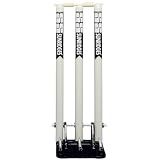 TABAKH SS Cricket Spring Return Stumps Wickets with Bails, Metal Base Multi Surface