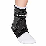 Zamst A2-DX Sports Ankle Brace with Protective Guards For High Ankle Sprains and Chronic Ankle Instability-for Basketball, Volleyball, Lacrosse, Football-Black, Right, Small