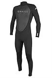 O'Neill Men's Reactor-2 3:2mm Back Zip Full Wetsuit, Lightweight Warmth with Good Flexibility for Surfing, Paddleboarding, Kayaking, Black/Black, Large