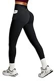 Heathyoga Scrunch Butt Lifting Leggings with Pockets for Women Tummy Control Compression Leggings No Front Seam Yoga Pants Black
