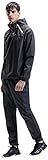 HOTSUIT Sauna Suit for Men Sweat Sauna Jacket Pant Gym Workout Sweat Suits, Black, XL