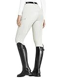 FitsT4 Sports Women's Full Seat Riding Tights with Zipper Pockets Horseback Riding Pants Equestrian Breeches for Women White M