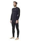 Hevto Men Wetsuit 3/2mm Neoprene Full Suit Back Zip (Black, L)