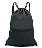HOLYLUCK Drawstring Backpack Bag Sport Gym Sackpack - black