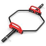 Hex Trap Bar 2-Inch Olympic Weightlifting Barbell,48.6" Deadlift Bar for Squats,Shrugs,Push-Ups,400Lbs Weight Capacit Suitable Home Gym Equipment Workouts for Beginners,Women,Men（Black-Red）