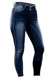 HORZE Kaia Womens Denim Horse Riding Pants | High Waist Silicone Full Seat Breeches | Accurate Size Chart - Dark Blue - 30