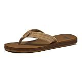 Quiksilver Carver Suede Flip Flops for Men, Arch Support Athletic Mens Sandals, Size 6 to 16 Thong Mens Slides, Tan/Solid, 11 M US