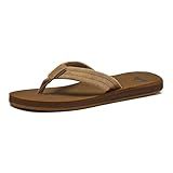 Quiksilver Carver Suede Flip Flops for Men, Arch Support Athletic Mens Sandals, Size 6 to 16 Thong Mens Slides, Tan/Solid, 11 M US