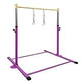 GLANT Gymnastic Kip Bar,Horizontal Bar for Kids Girls Junior,3' to 5' Adjustable Height,Home Gym Equipment,Ideal for Indoor and Home Training,1-4 Levels,300lbs Weight Capacity (Purple)