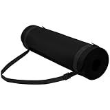 Fitvids 1/2-Inch Thick High Density Foam Exercise Yoga Mat with Carrying Strap, For Cushioning The Body Against Hard Floors, Midnight